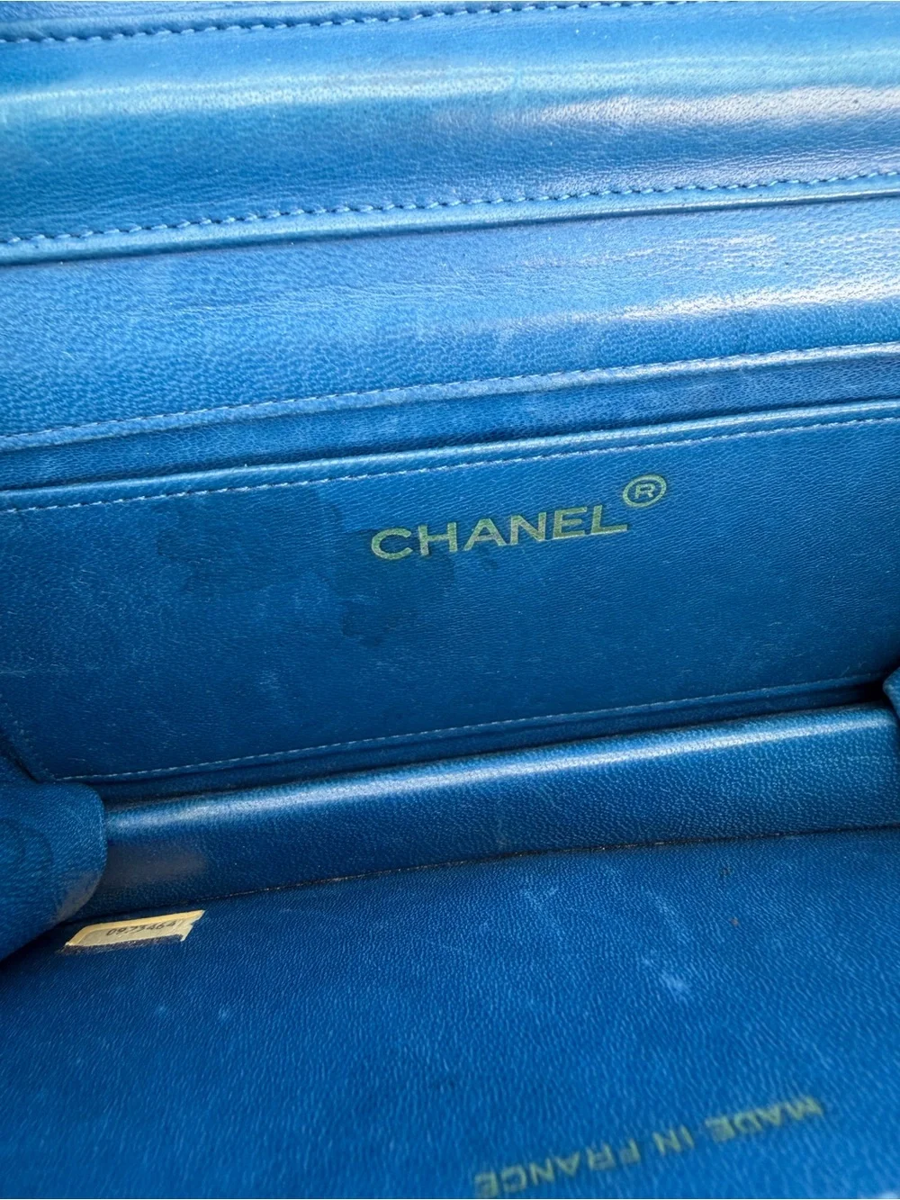 RARE Chanel Blue Lizard Skin Flap Bag Wallet on Chain 0 Series 1986-88
